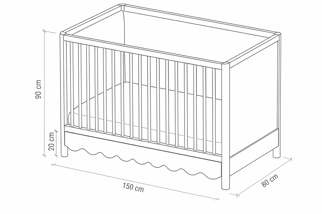 Cloudline Crib Natural Meşe